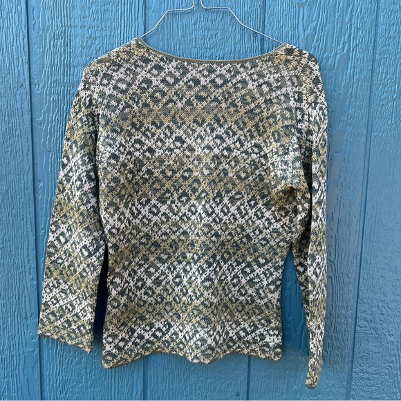 Peruvian Connection Marled Knit Sweater in Green Blue Pima Cotton Size US Small - Picture 5 of 5